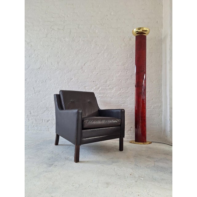 Brown Mid-Century Modern Danish Lounge Chair in Dark Brown Leather, 1960s For Sale - Image 8 of 9