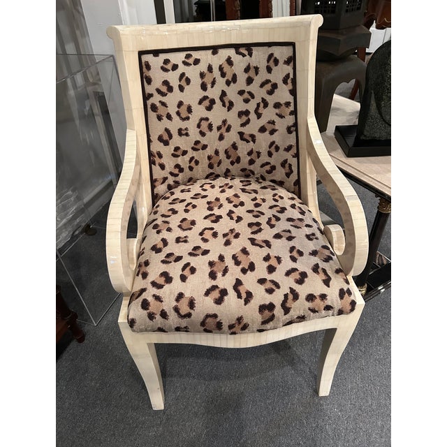 Tessellated Bone Armchair Reupholstered in Cheetah Print Scalamandre Fabric For Sale - Image 15 of 15
