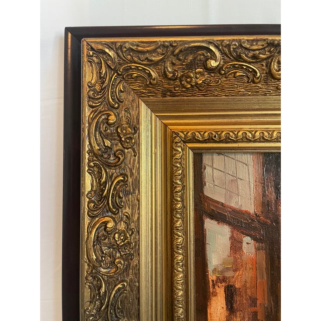Wood Mid-Century Italian Old Master Style Interior Genre Scene Painting by Clemente Tafuri (1903-1971) in Ornate Gilt Frame For Sale - Image 7 of 16