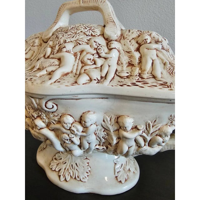 Capodimonte Large Vintage Italian Capodimonte Style Porcelain Covered Serving Dish For Sale - Image 4 of 12