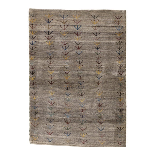 Vintage Hand-Knotted Persian Gabbeh Rug 2'8" X 3'10" For Sale