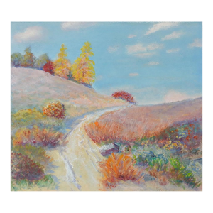 Mid 20th Century Colorful Sunny Day Landscape Painting