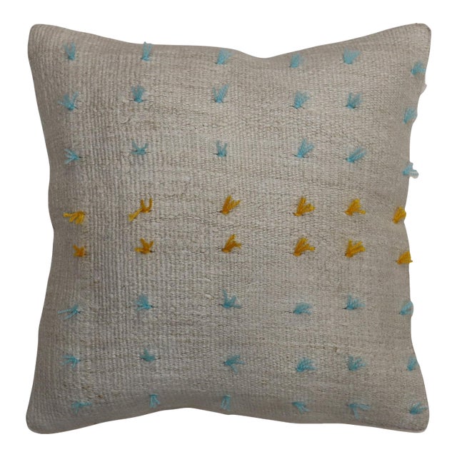 Colorful Wool Modern Kilim Pillow - 1'8" x 1'8" For Sale