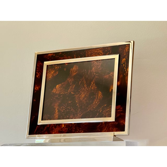 Mid-Century Modern 1970’s Taitu, Italy Faux Tortoise Lucite Photo Frame For Sale - Image 3 of 12