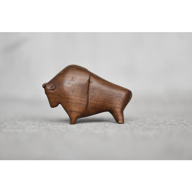 Vintage Danish Dark Teak Bison Figurine, 1960s For Sale - Image 9 of 9