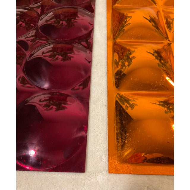 Pop Art Frameless Bubble Plexiglass Panel Mirror Cranberry Mid-Century Modern, Circa 1970s For Sale - Image 11 of 12