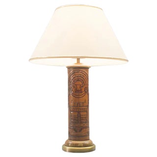 Leather Table Lamp with Maja Motif from Kaiser Leuchten, 1960s For Sale