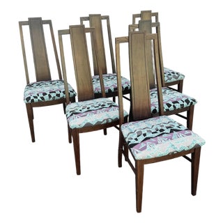 Mid Century Modern Walnut Dining Chairs by Stanley Furniture - Set of 6 For Sale
