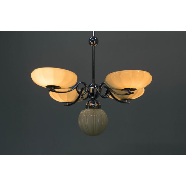 Art Deco Chrome and Glass Chandelier, 1930s For Sale - Image 10 of 14