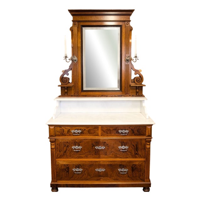 Victorian Commode with Mirror, 1890 For Sale