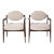 Pair of Jens Risom Walnut Armchairs in Natural Mohair, Circa 1950s For Sale