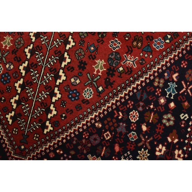 Abadeh Rug 3’5” X 4’10” Red Wool Vintage Tribal Hand-Knotted Carpet For Sale - Image 4 of 12