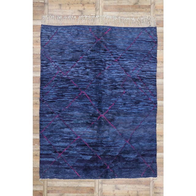 Blue Beni Mrirt Moroccan Rug - 09'01 X 11'09 For Sale - Image 9 of 10