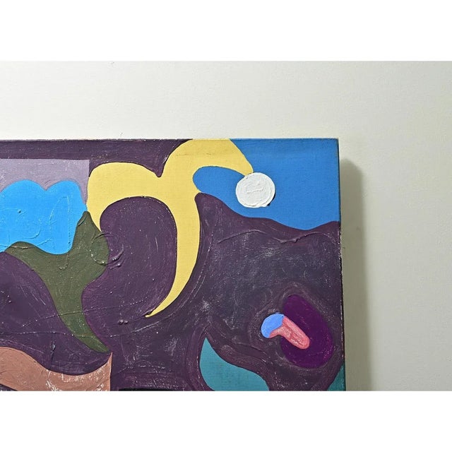 Mid-Century Modern French Vintage Large Abstract Painting For Sale - Image 3 of 10