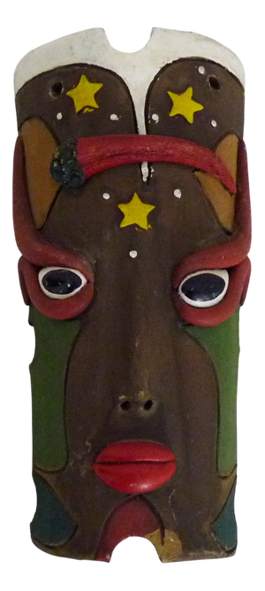 Vintage Brazilian Folk Art Wall Mask of Moura in Clay, 1990s