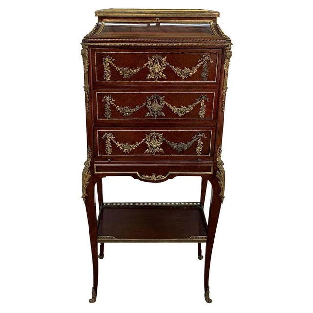 Early 20th Century Louis XVI Style Ormolu Mounted Kingwood Vitrine, Paris For Sale - Image 9 of 9