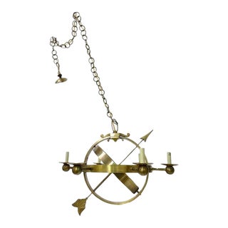 Vintage Brass Armillary Sphere Pendant Light For Sale