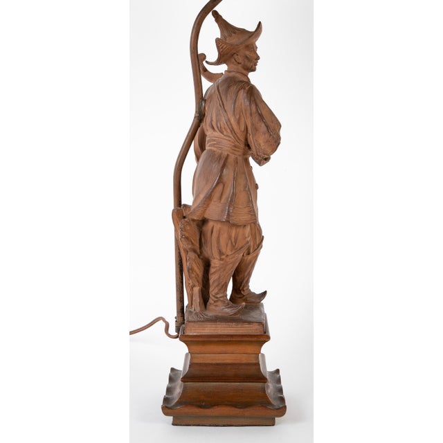 Early 20th Century French Chinoiserie Style Terracotta Musician Mounted as Lamp For Sale In New York - Image 6 of 10
