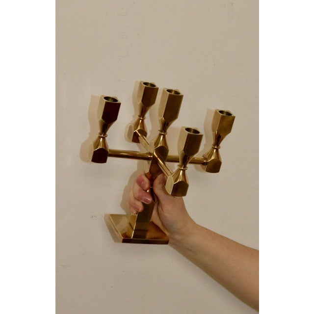 Metal Vintage Swedish Brass Candelabra by Gusum, 1990 For Sale - Image 7 of 11