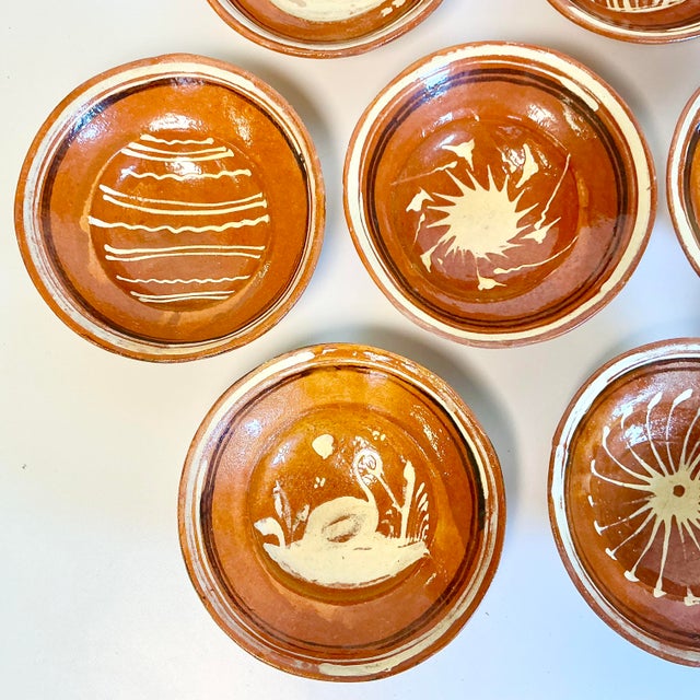 1950s Vintage Mexican Southwestern Folk Art Tlaquepaque Pottery Serving Bowls - Set of 10 For Sale - Image 6 of 12