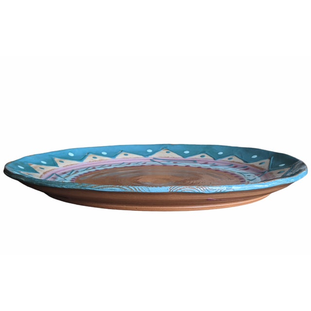 Late 20th Century Vintage Original Studio Pottery Postmodern Southwestern Decorative Plate Signed For Sale - Image 5 of 11