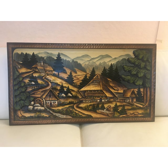 Mid 20th Century Large Black Forest Carved Wood Landscape Picture From Germany For Sale In Naples, FL - Image 6 of 6