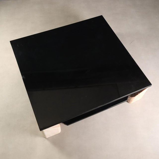 Vintage Coffee Table in Pink Marble and Lacquered Wood, 1970s For Sale - Image 12 of 13