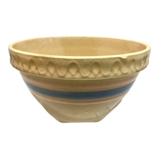 1930s Yellow Striped Stoneware Mixing Bowl For Sale