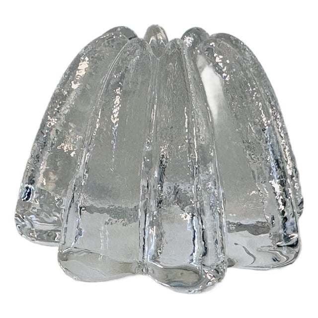 Vintage 1990s Simon Pearce Signed Iceberg Style Glass Votive For Sale