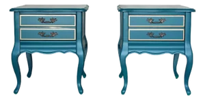 Vintage French Style Green Nightstands, a Pair