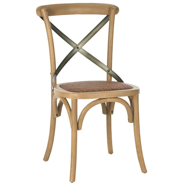 Modern 18''H X Back Farmhouse Side Chair in Weathered Oak & Medium Brown - a Pair For Sale - Image 3 of 7