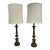 Vintage Stiffel Mid Century Modern Large Brass Candlestick Table Lamps and Shades - a Pair For Sale