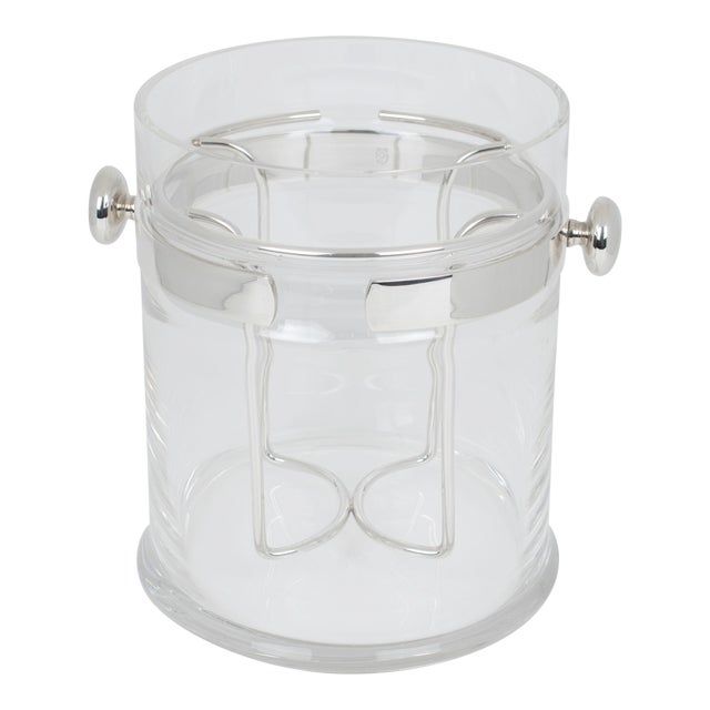 Silver Plate and Crystal Champagne, Wine Ice Bucket by Pm Italy For Sale