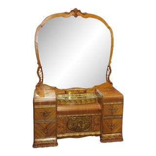 Vintage Waterfall Art Deco Center Emblem Vanity For Sale