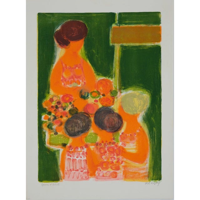 Frédéric Menguy, La marchande de fleurs, Lithograph For Sale