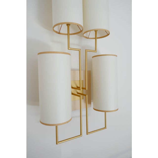Tiges4 Wall Sconces in Patinated Gold Metal and Fabric by Aymeric Lefort, Set of 2 For Sale - Image 15 of 16