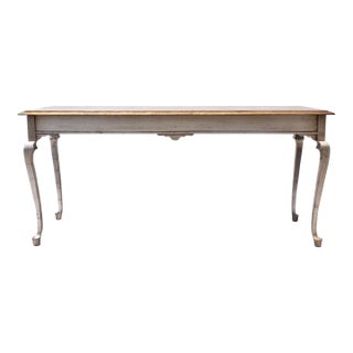 Vintage Gilt Console Table Hollywood Regency Style, Antiqued Silver and Gold For Sale