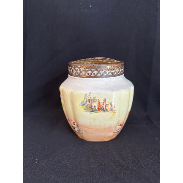 Late 19th Century Fox Hunt Scene Vase With Brass Flower Grid For Sale - Image 4 of 7
