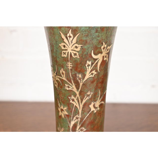 Metal Silver Crest Arts & Crafts Sterling Silver on Bronze Vase For Sale - Image 7 of 12