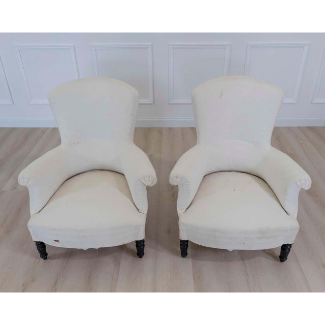 Pair of 19th Century Napoleon III High Back Armchairs, Ready to Upholster For Sale - Image 14 of 14