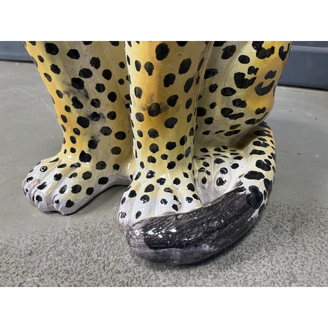 1960s Italian Glazed Terracotta Leopard Figures, 1960s, Set of 2 For Sale - Image 5 of 13