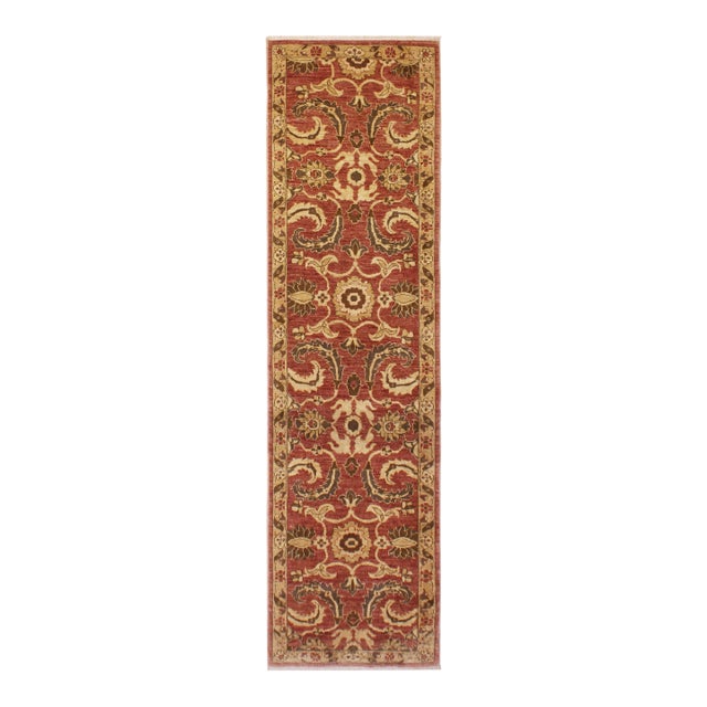 Shabby Chic Ziegler 1990's Rose/Gold Wool Runner Rug- 3'1'' X 12'3'' For Sale