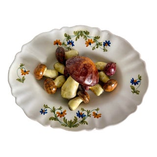 Vintage Trompe l'Oeil Ceramic Dinner Plate With Mushrooms For Sale