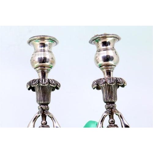 Silver Candlesticks with Angelic Figures, Set of 2 For Sale - Image 4 of 11