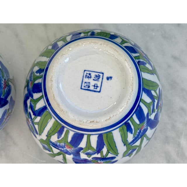 Set of 2, Late 20th Century Chinese Iris Vases For Sale - Image 9 of 10
