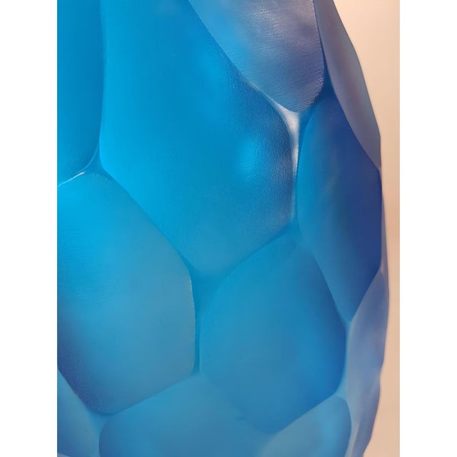 Blue Mid Century Modern Murano Glass Vase, Italy 1980s For Sale - Image 9 of 9