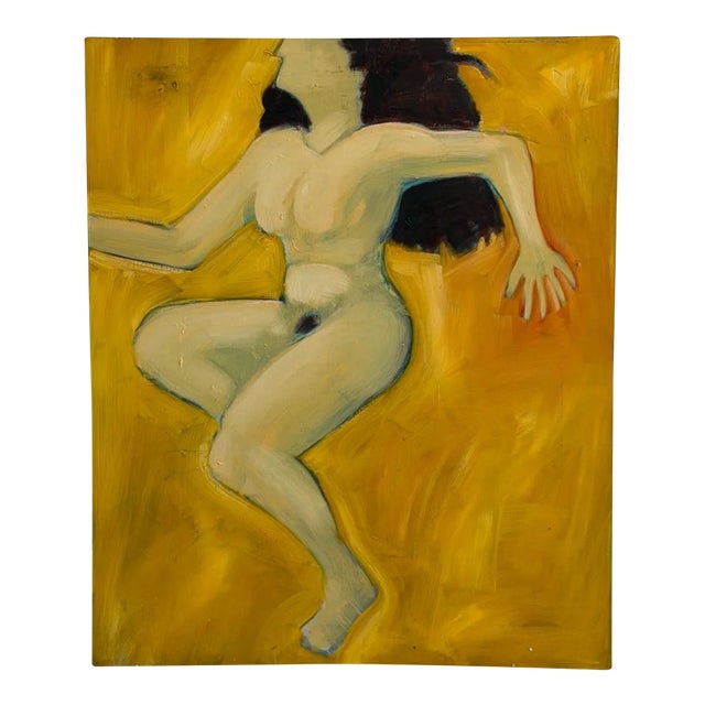 Vintage Figurative Acrylic Painting For Sale