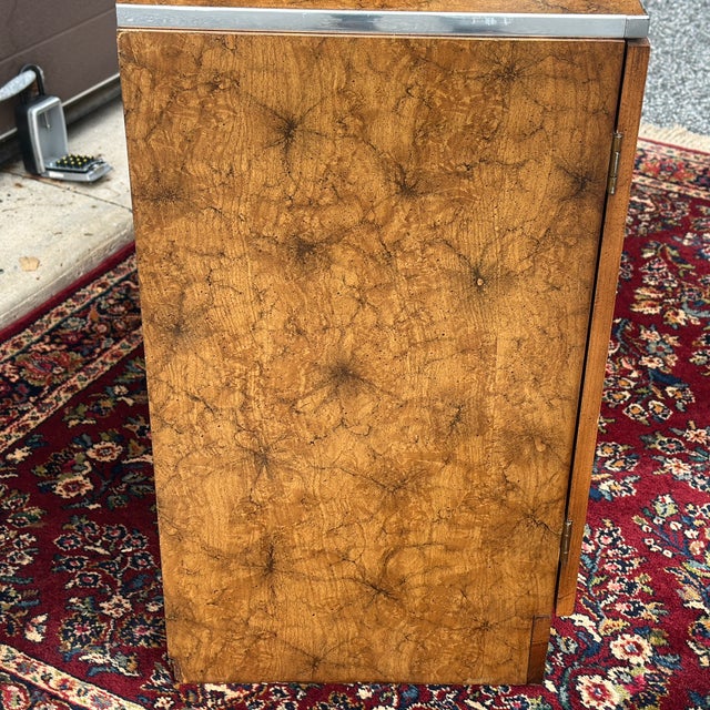 Vintage 1970's Burlwood Sideboard With Chrome Trim For Sale - Image 10 of 16