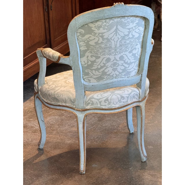 Pair of 19th Century Italian Painted and Parcel-Gilt Armchairs For Sale - Image 9 of 12
