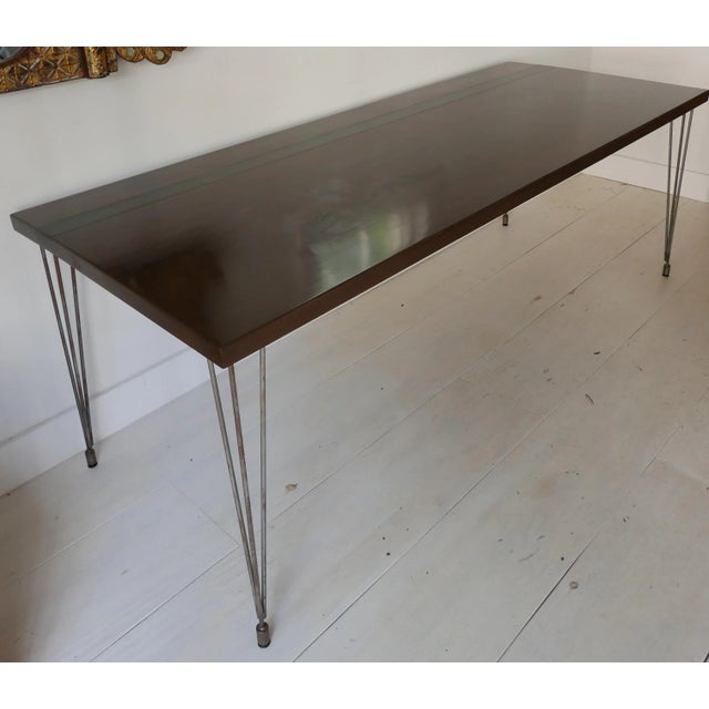 Modern Walnut and Black Stripe Dining Table For Sale - Image 10 of 10